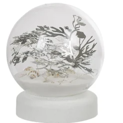 Boule à neige sable design mer avec coquillage LED blanc