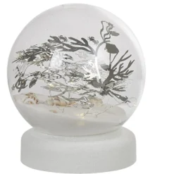 Boule à neige sable design mer avec coquillage LED blanc