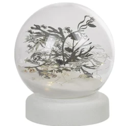 Boule à neige sable design mer avec coquillage LED blanc