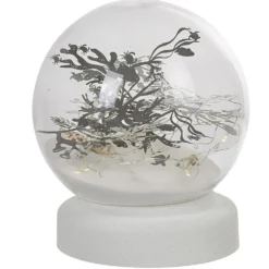 Boule à neige sable design mer avec coquillage LED blanc