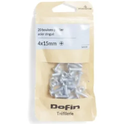 20 boulons poêlier cruciforme acier zingué - 4x15 mm