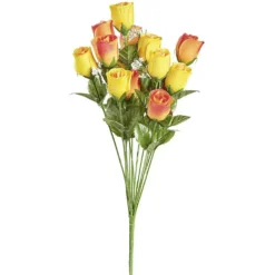 Bouquet de Roses et Gypsophil jaune en polyéthylène