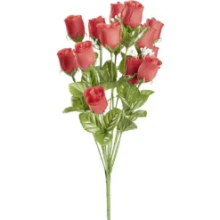 Bouquet de Roses et Gypsophil rouge en polyéthylène