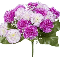 Bouquet d'oeillets et gypsophiles violet