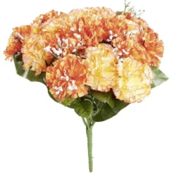 Bouquet d'oeillets et gypsophiles orange