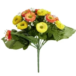 Bouquet fleurs artificielles paquerettes 20 têtes H30cm