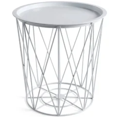 Bout de canapé Gaëlle rond métal blanc Ø37,5xH40cm