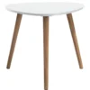Bout de canapé table basse Joseph blanc pieds pin Ø48xH42 cm
