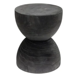 Bout de canapé Tammy bois paulownia noir Ø27xH33cm