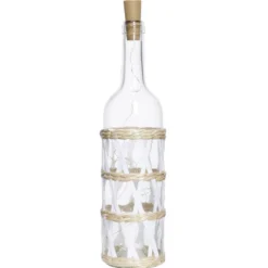 Bouteille déco LED habillage rotin croisé