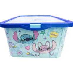 Box de rangement Disney Stitch et Angel 13L plastique bleu 40x30xH15,5cm