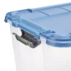 Box de rangement 40L plastique transparent 4 roues couvercle malin bleu 59x39xH27cm