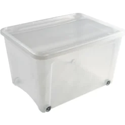 Box de rangement à roulettes transparent 140L