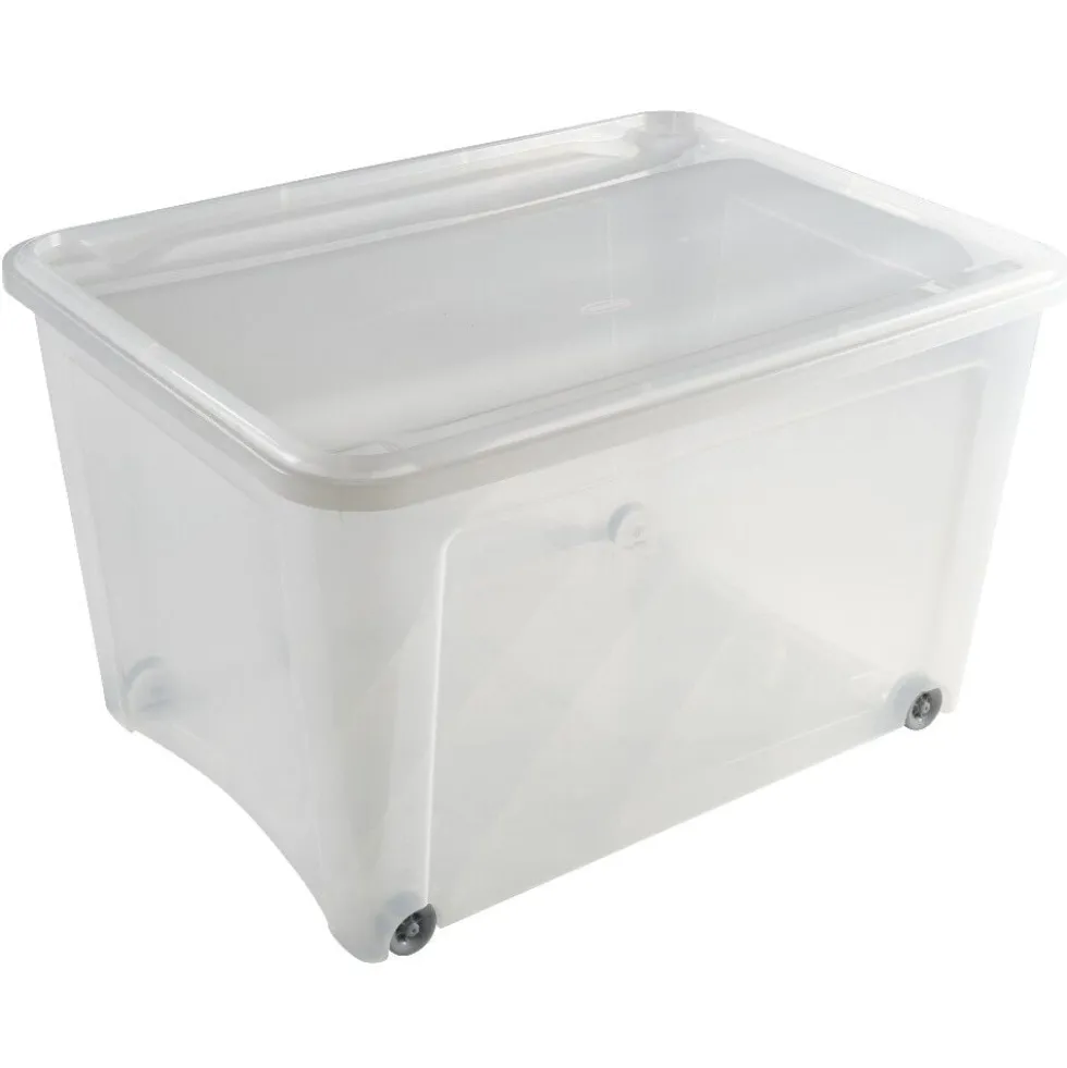 Box de rangement à roulettes transparent 140L