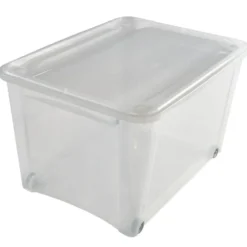 Box de rangement à roulettes transparent 140L