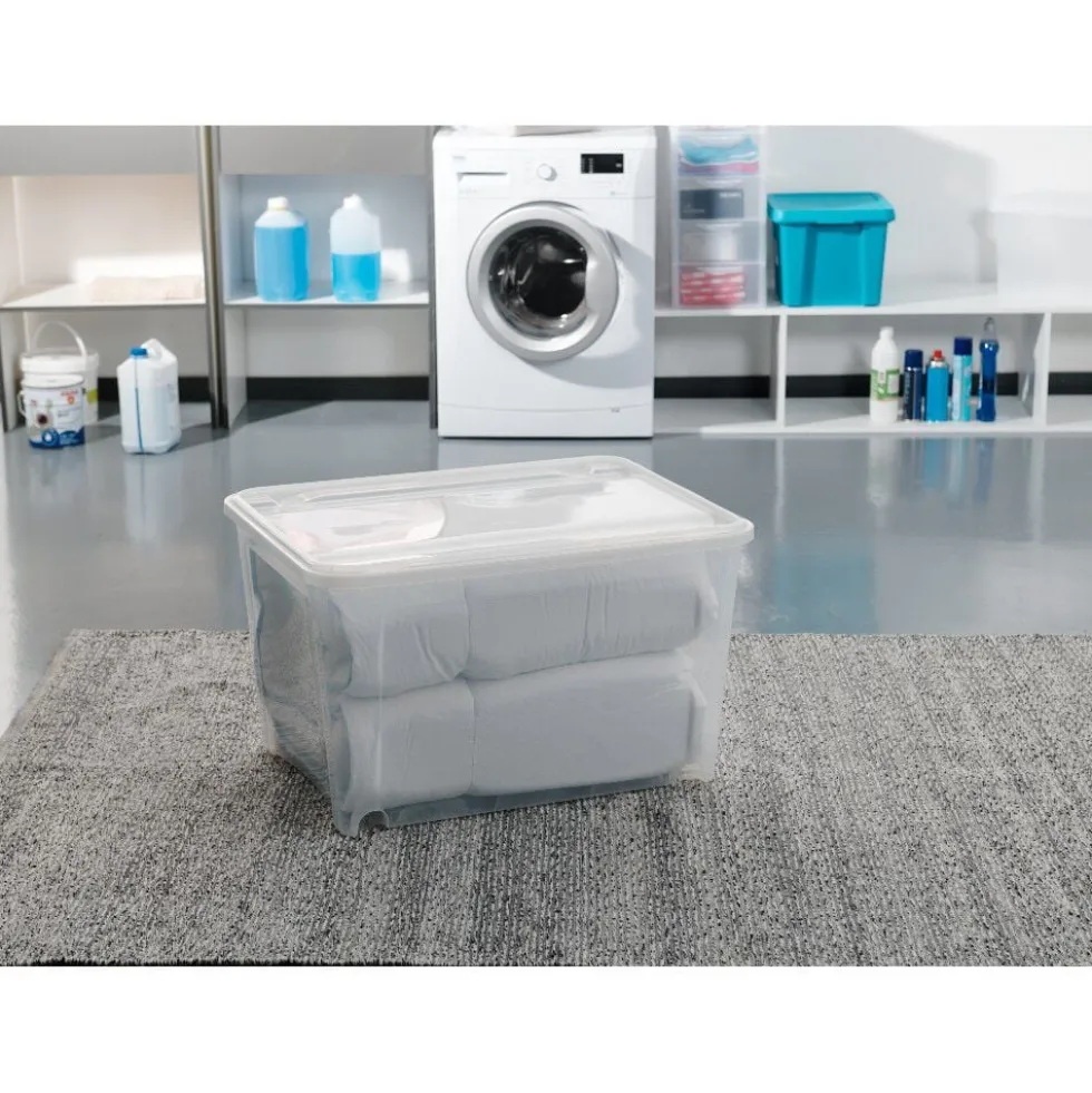 Box de rangement à roulettes transparent 140L