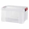 Box de rangement transparente couvercle clips rouge 17 L