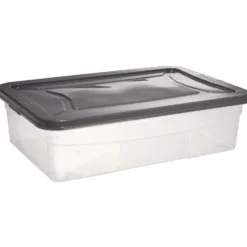 Box dessous de lit transparent et gris 30L