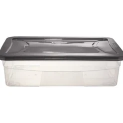 Box dessous de lit transparent et gris 30L