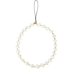 Bracelet chaîne de téléphone perle forme coquillage blanc L13,5cm