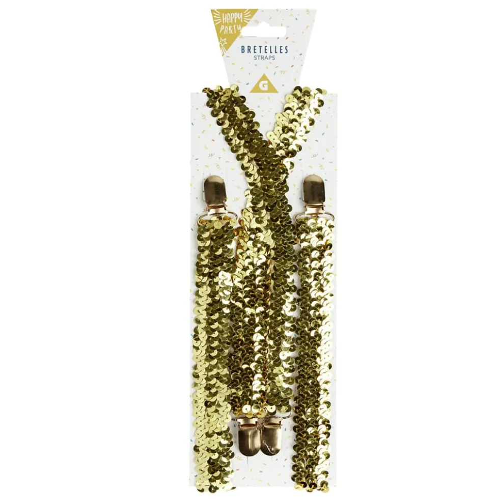 Bretelles à sequins dorées ou argentées L70x2cm - 2 modèles
