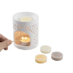 Brûle parfum en céramique avec 4 galets de cire parfumés