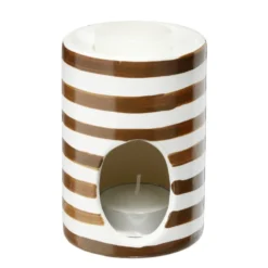 Brûle parfum terre cuite avec 1 galet de cire et 1 bougie Ø7xH10cm (3 modèles)