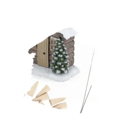Brûleur cône encens forme chalet enneigé 13x7,5x13cm