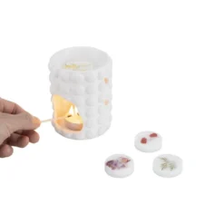 Brûleur de parfum céramique bubble avec 4 galets de cire senteur vanille