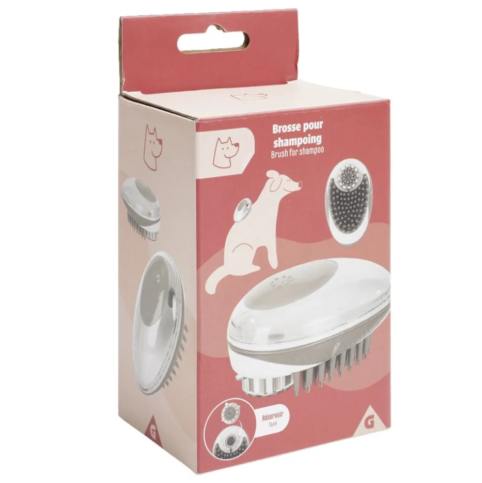 Brosse animal avec réservoir shampooing