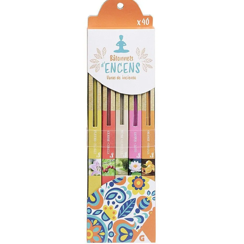 Bâtonnet d'encens parfums variés x40