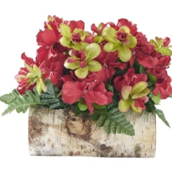 Buche avec fleur rouge