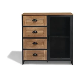 Buffet Laura noir et miel - L80 x P35 x H82 cm