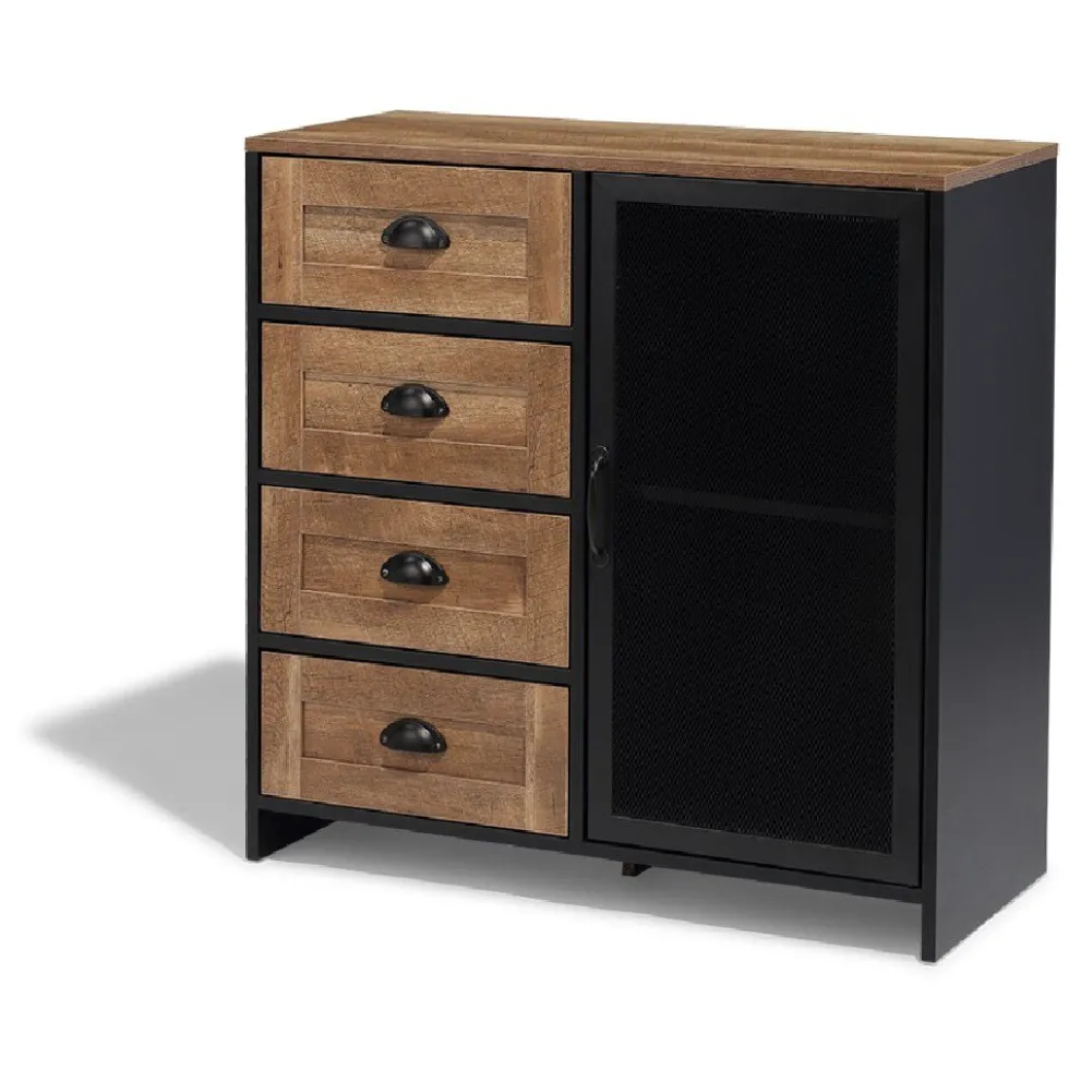 Buffet Laura noir et miel - L80 x P35 x H82 cm