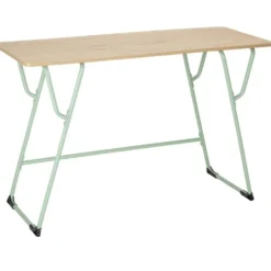 Bureau rectangulaire Moderna plateau bois et chaise métal vert 120x48xH75cm