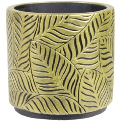 Cache pot ciment noir et doré 10,7xH10,7cm