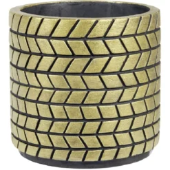 Cache pot ciment noir et doré 10,7xH10,7cm
