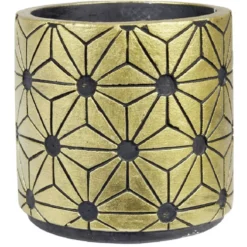 Cache pot ciment noir et doré 10,7xH10,7cm