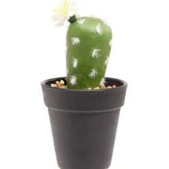 Cactus artificiel avec fleur vert et blanc Ø7,5xH15cm