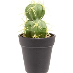 Cactus artificiel double boule vert et jaune Ø7,5xH15cm