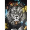 Cadre déco en bois colorful photo lion 50x70cm