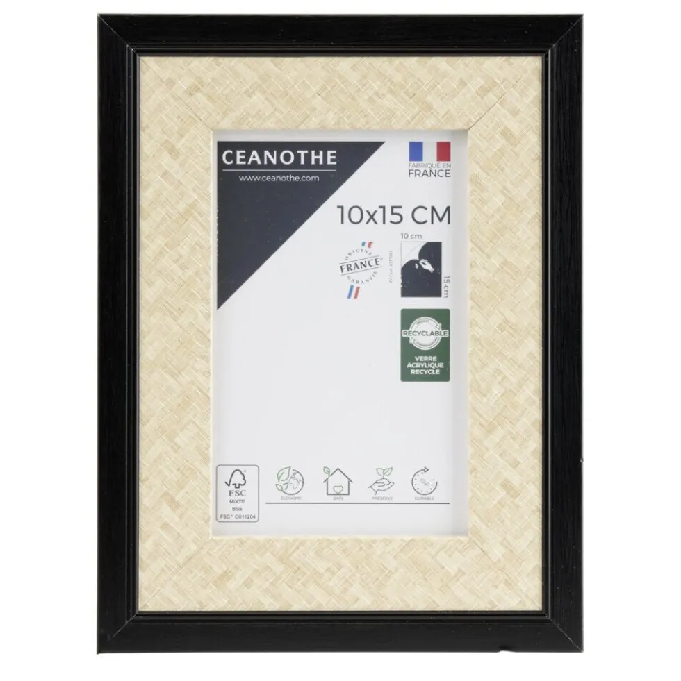 Cadre Palma bois noir 16,8x1,8x21,8cm pour photo 10x15cm