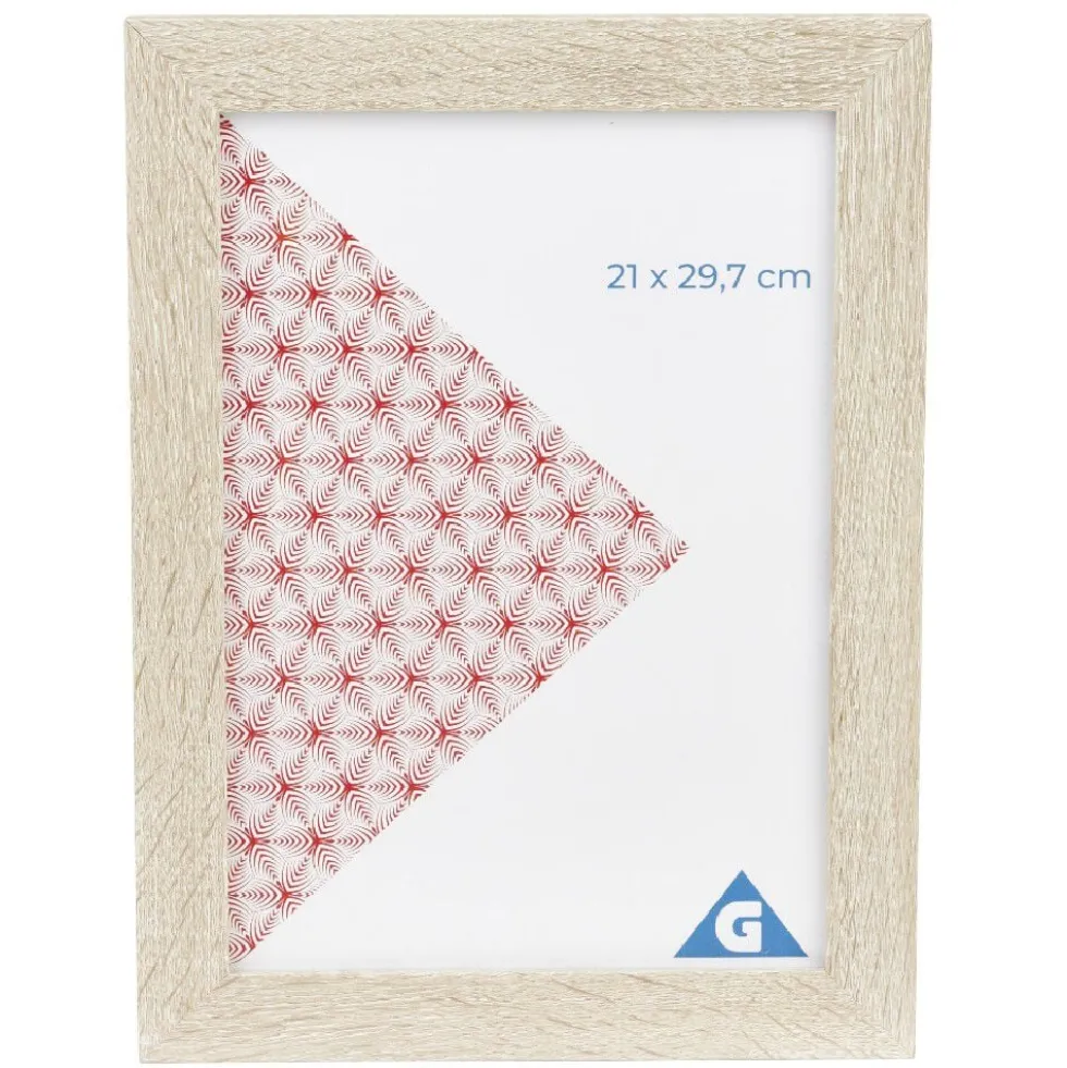 Cadre photo bois blanchi 26x34cm pour photo 21x29,7cm