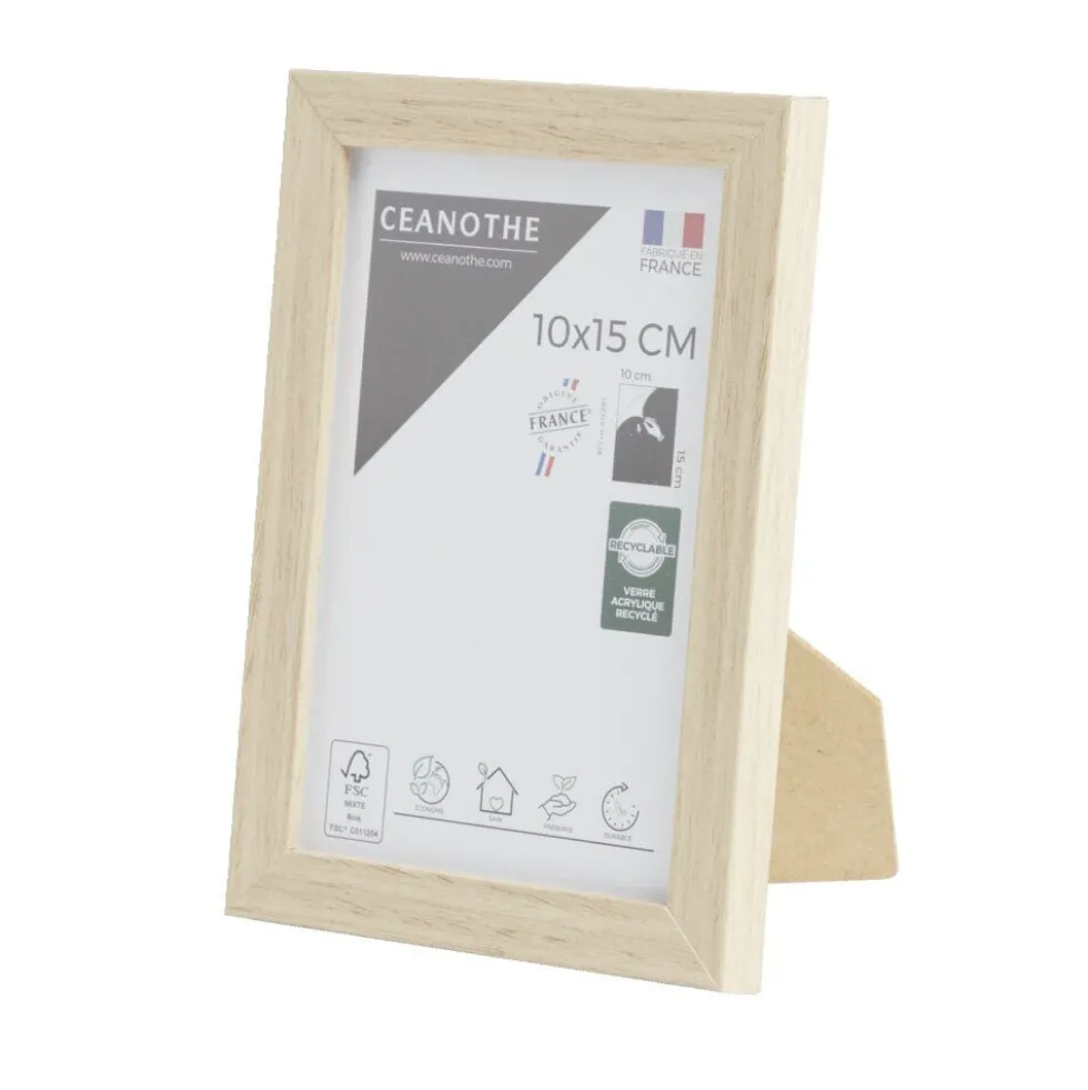 Cadre photo bois clair 12,5x17,5cm pour photo 10x15cm