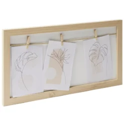 Cadre photo bois jute avec 3 pinces 22,5x42.5cm (2 modèles)