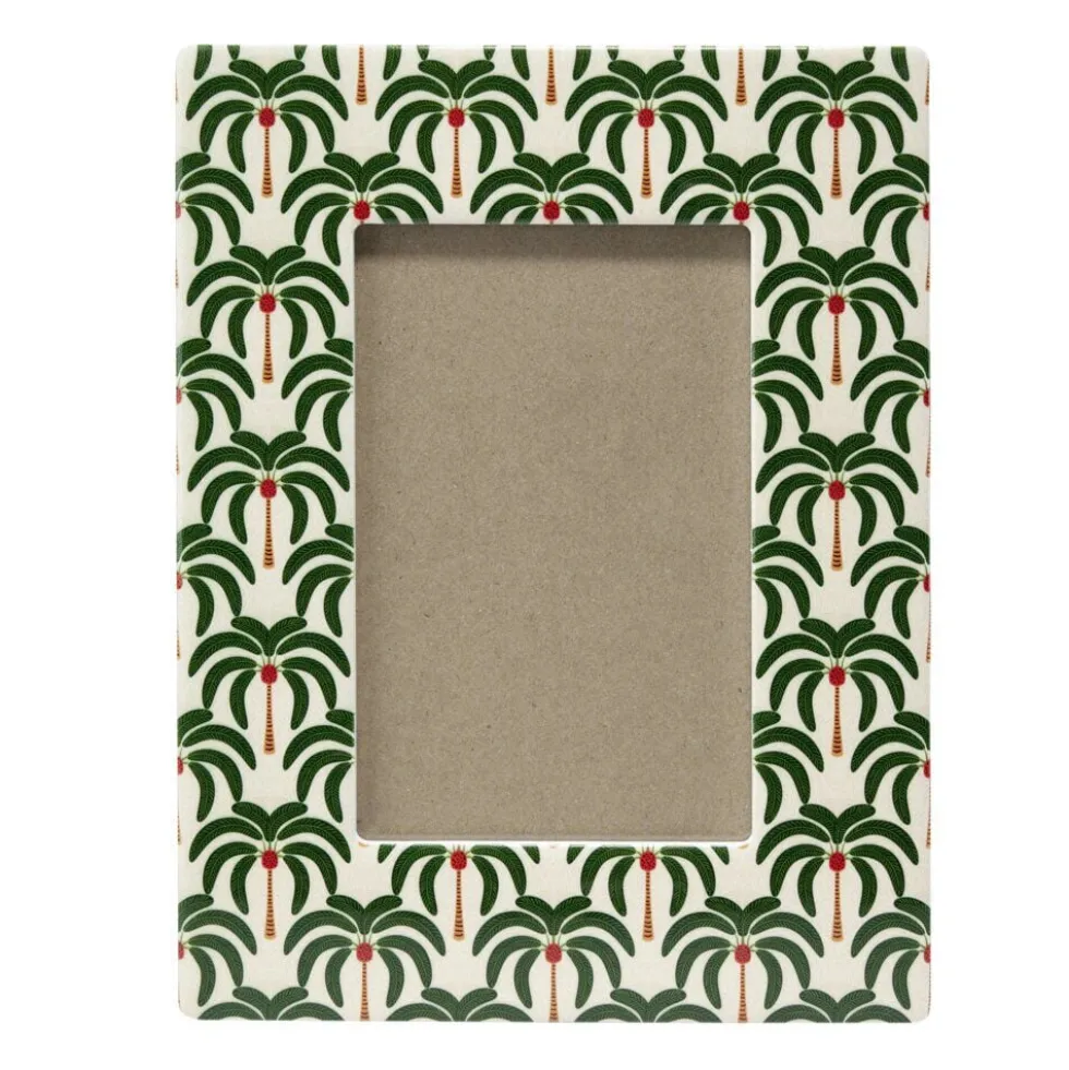 Cadre photo bord céramique motif palmiers 17x22cm pour photo 10x15cm
