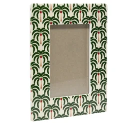Cadre photo bord céramique motif palmiers 17x22cm pour photo 10x15cm
