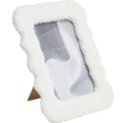 Cadre photo bord ondulé tissu bouclette blanc 20x30cm