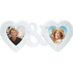 Cadre photo coeur blanc pour 2 photos