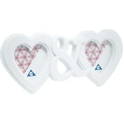 Cadre photo coeur blanc pour 2 photos